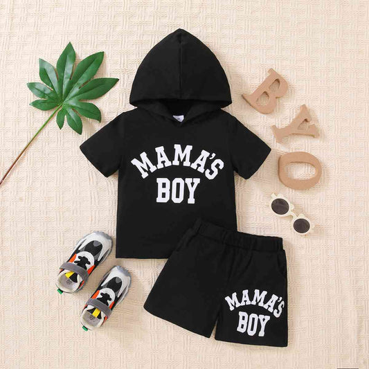 Toddler MAMA'S BOY Graphic Short Sleeve Hoodie and Shorts Set