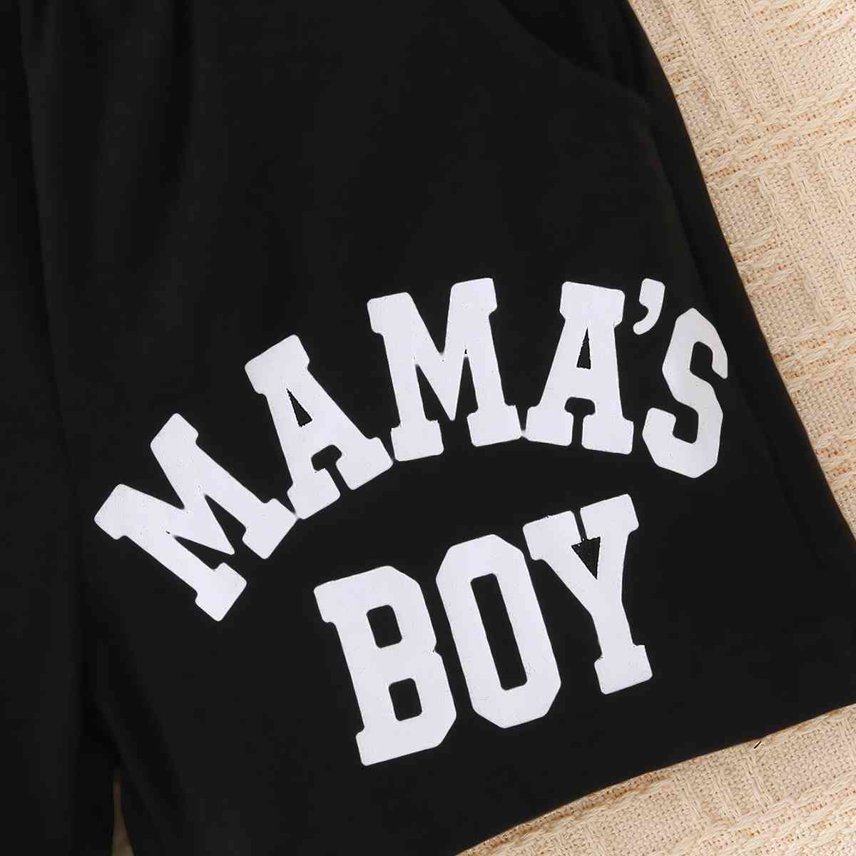 Toddler MAMA'S BOY Graphic Short Sleeve Hoodie and Shorts Set