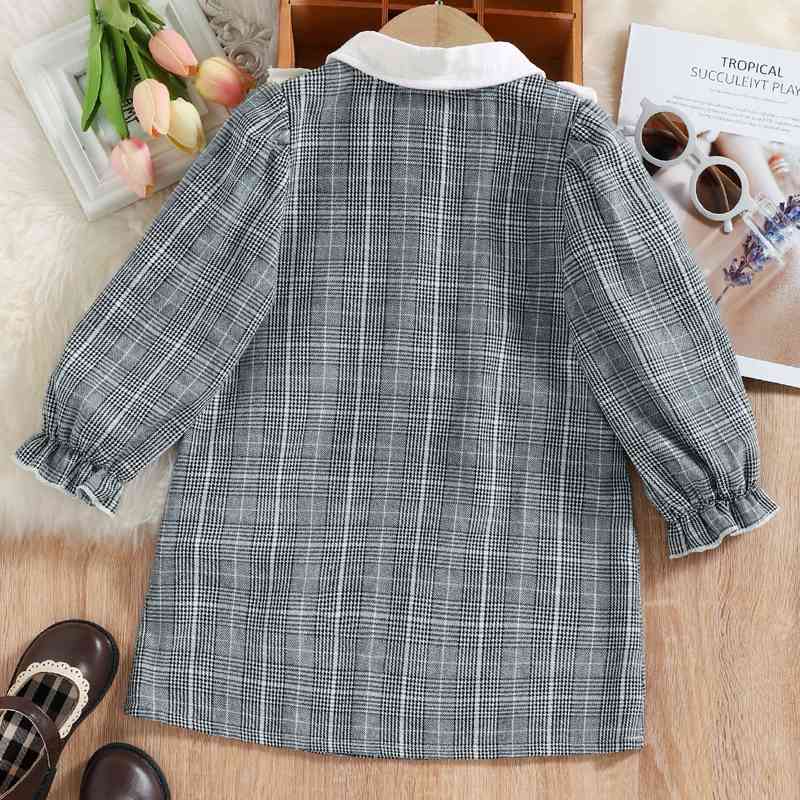 Toddler Plaid Flounce Sleeve Dress