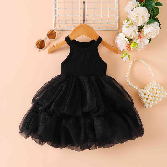 Toddler Ribbed Sleeveless Tulle Dress