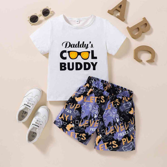 Toddler DADDY'S COOL BUDDY Graphic Tee and Printed Shorts Set