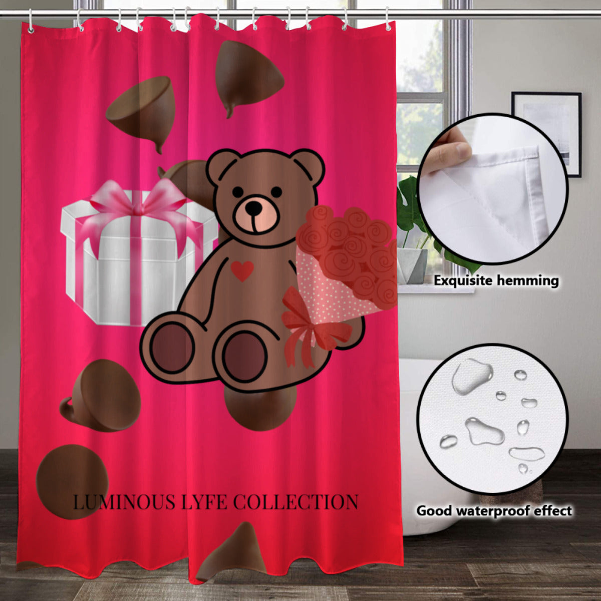 Love Bear Beverage Shower Curtain